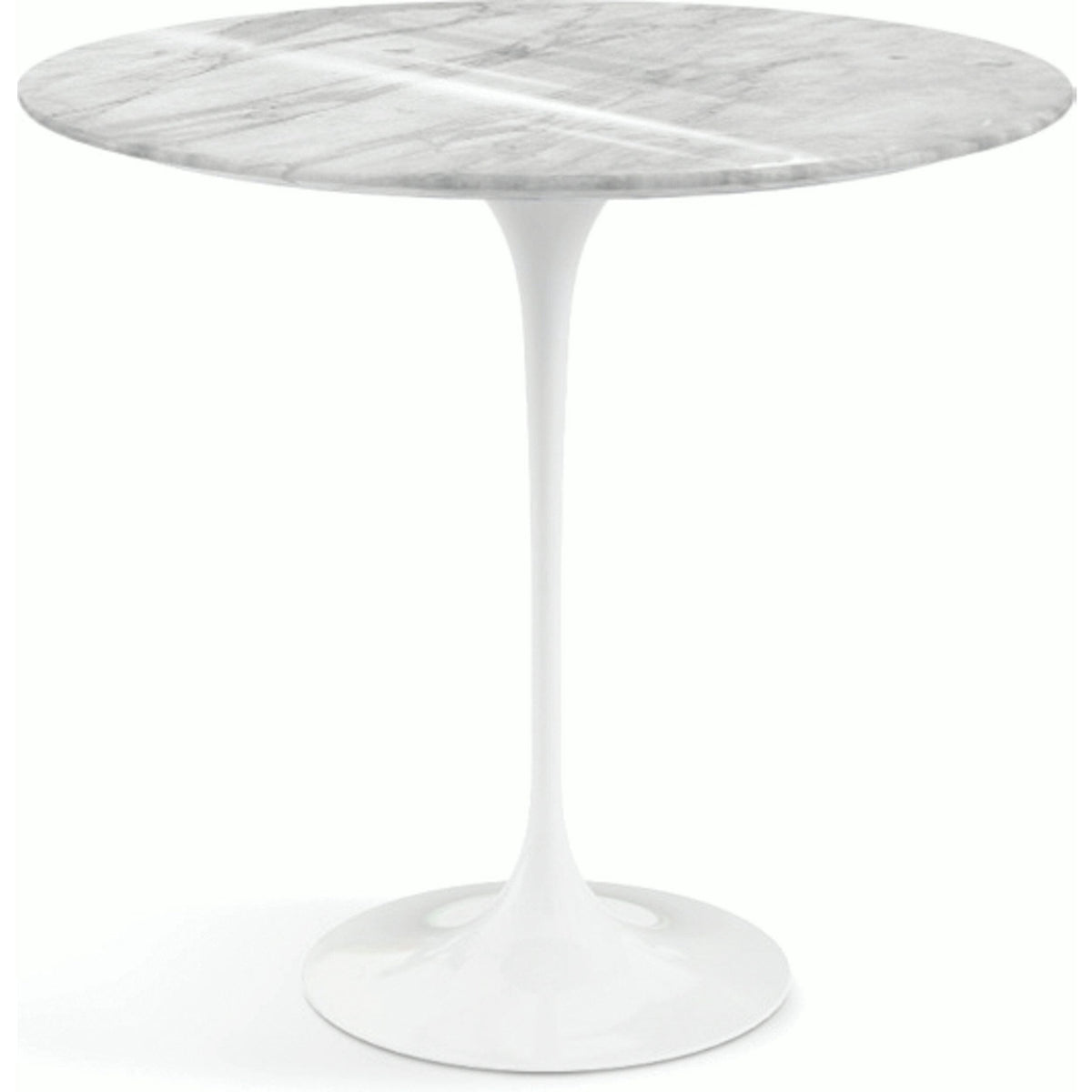 Saarinen Side Table - 22” Oval side/end table Knoll White Carrara marble, Shiny finish 
