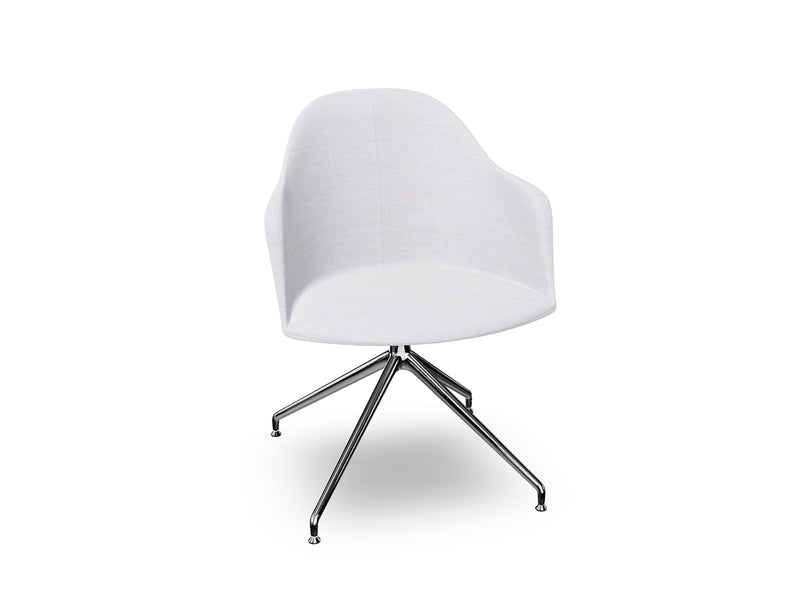Cila Fully Upholstered Armchair With Swivel Trestle Base