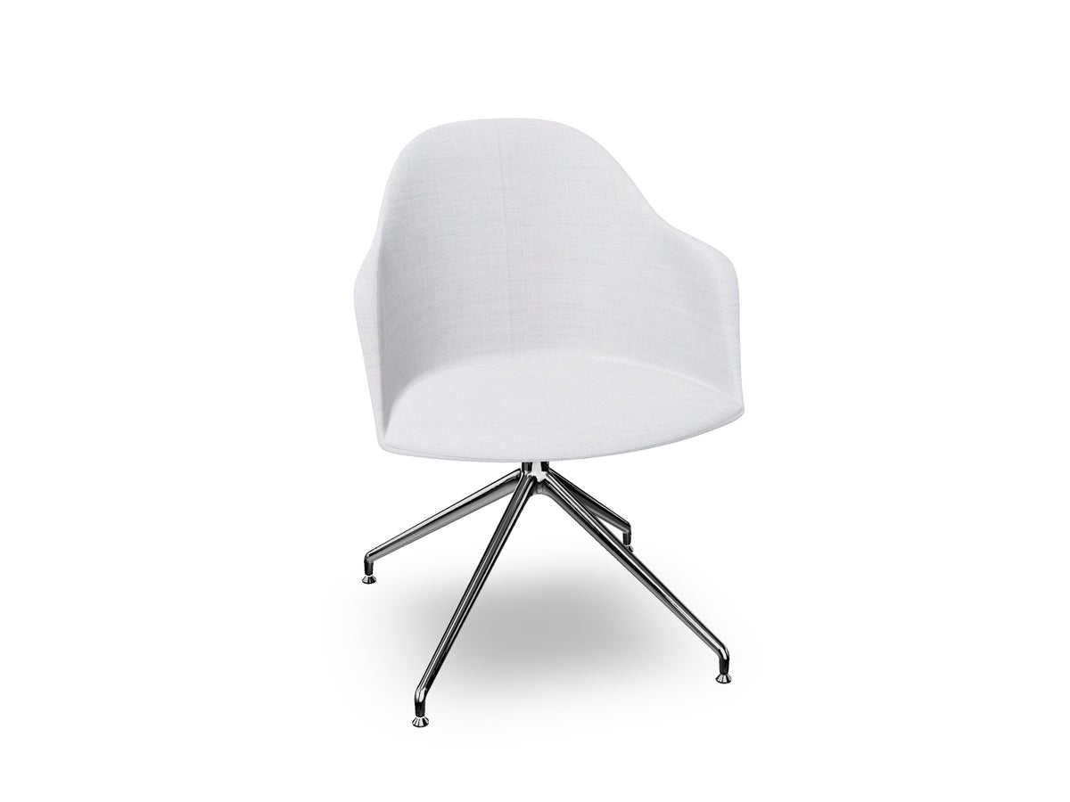 Cila Fully Upholstered Armchair With Swivel Trestle Base