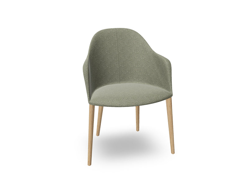 Cila Fully Upholstered Armchair with Timber Oak Four-leg Base