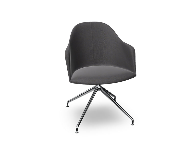 Cila Fully Upholstered Armchair With Swivel Trestle Base