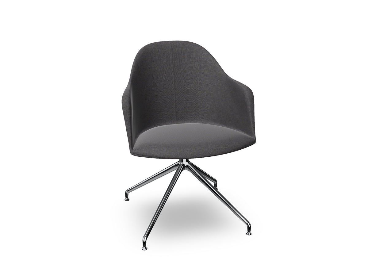 Cila Fully Upholstered Armchair With Swivel Trestle Base