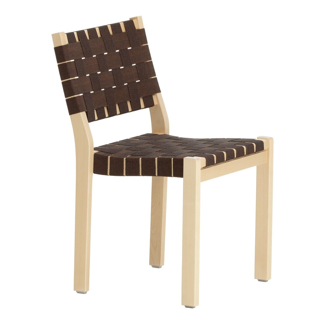 Chair 611 Chairs Artek Black Lacquered / Black-Brown Webbing 