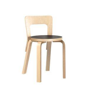 Chair 65 Chairs Artek Seat Black Linoleum-Edge Natural Birch / Legs and Backrest Natural Lacquered 