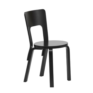 Chair 66 Side/Dining Artek Seat and Backrest Black Lacquered / Legs black lacquered + $60.00 