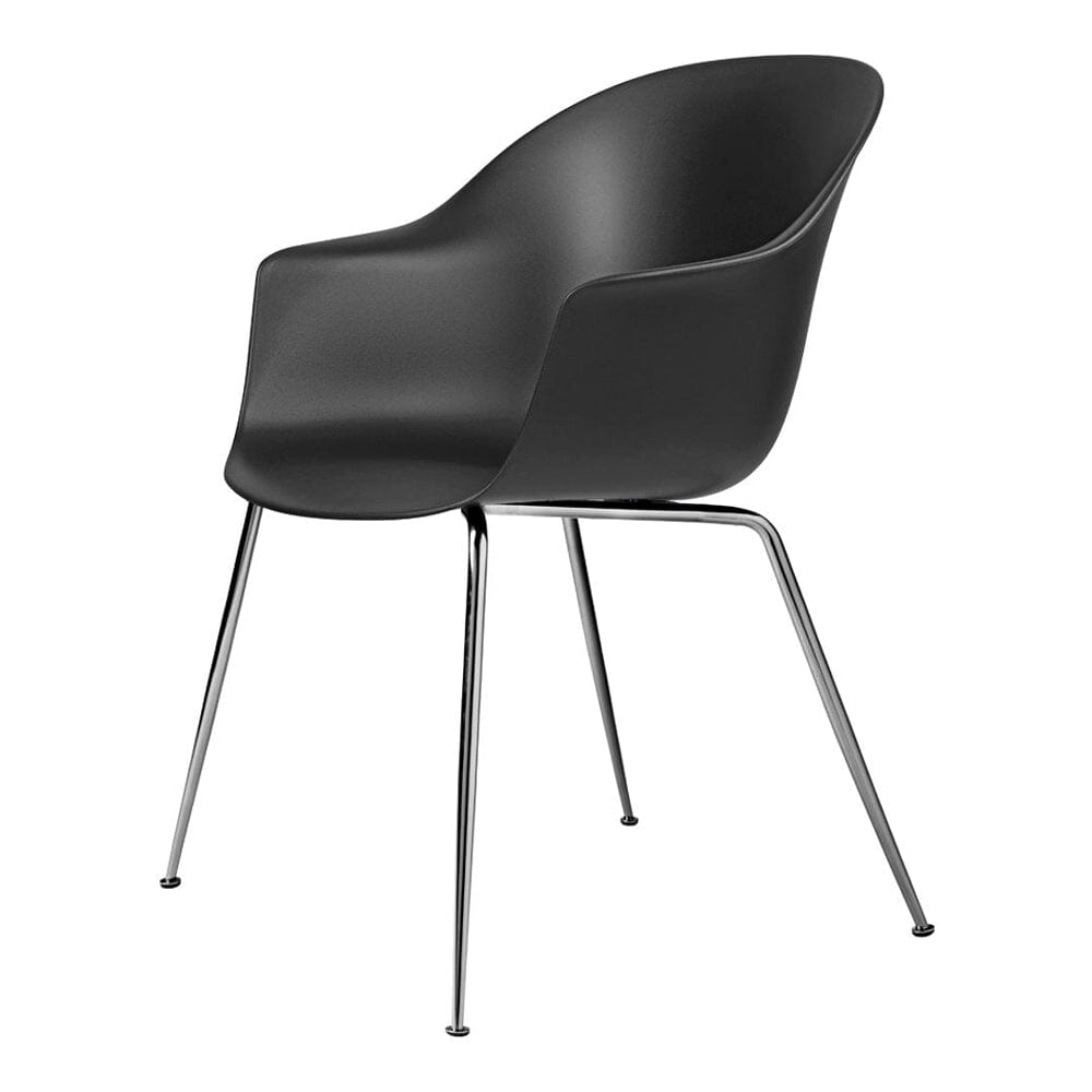 Bat Shell Dining Armchair - Chrome Base Chairs Gubi Black Chrome 