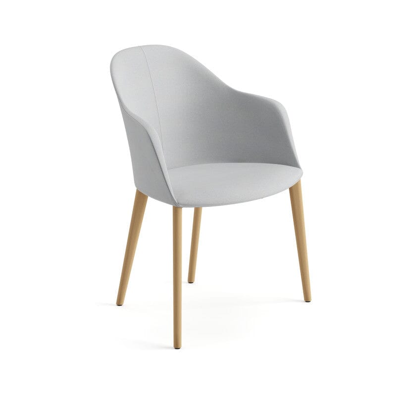 Cila Fully Upholstered Armchair with Timber Oak Four-leg Base Chairs Arper 