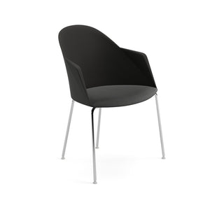 Cila Plastic Upholstered Seat Pad Armchair With 4-Leg Base