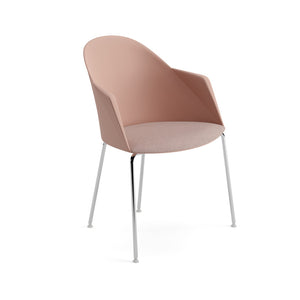 Cila Plastic Upholstered Seat Pad Armchair With 4-Leg Base