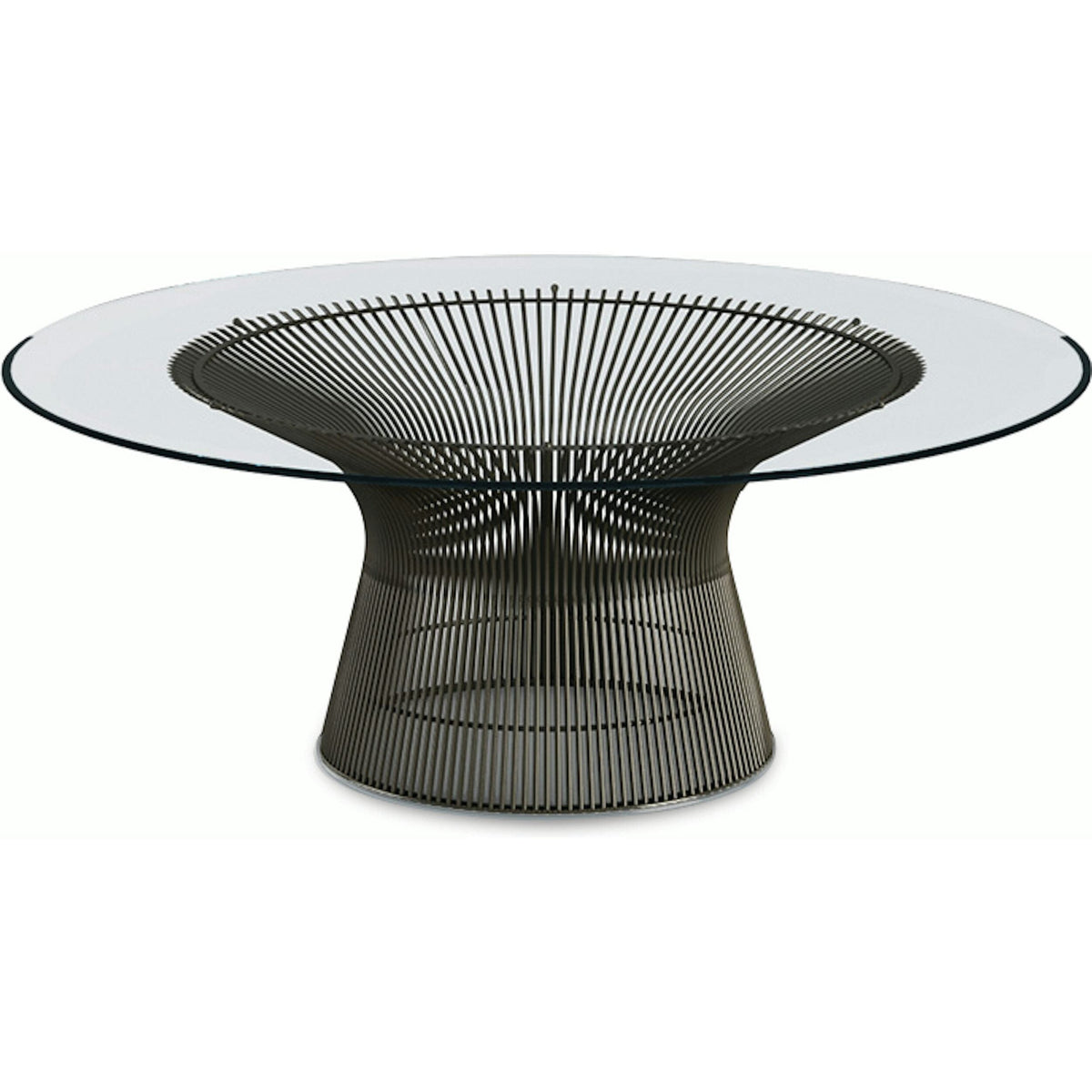 Platner Bronze 36&quot; Coffee Table Coffee Tables Knoll Clear Glass Top 