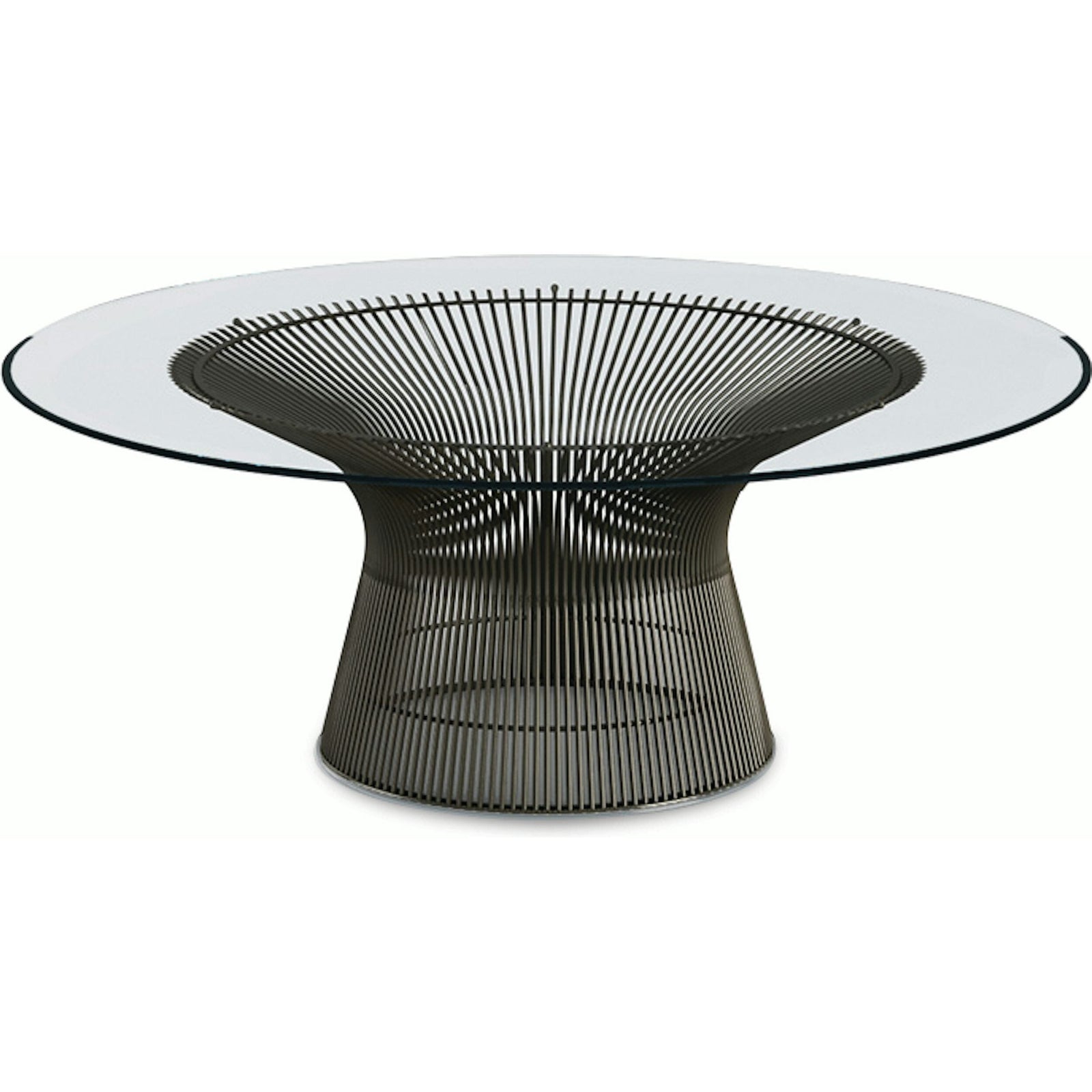 Platner Bronze 36" Coffee Table Coffee Tables Knoll Clear Glass Top 