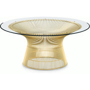 Platner Coffee Table - 36" in Gold Coffee Tables Knoll 18K Gold plated Clear Glass 