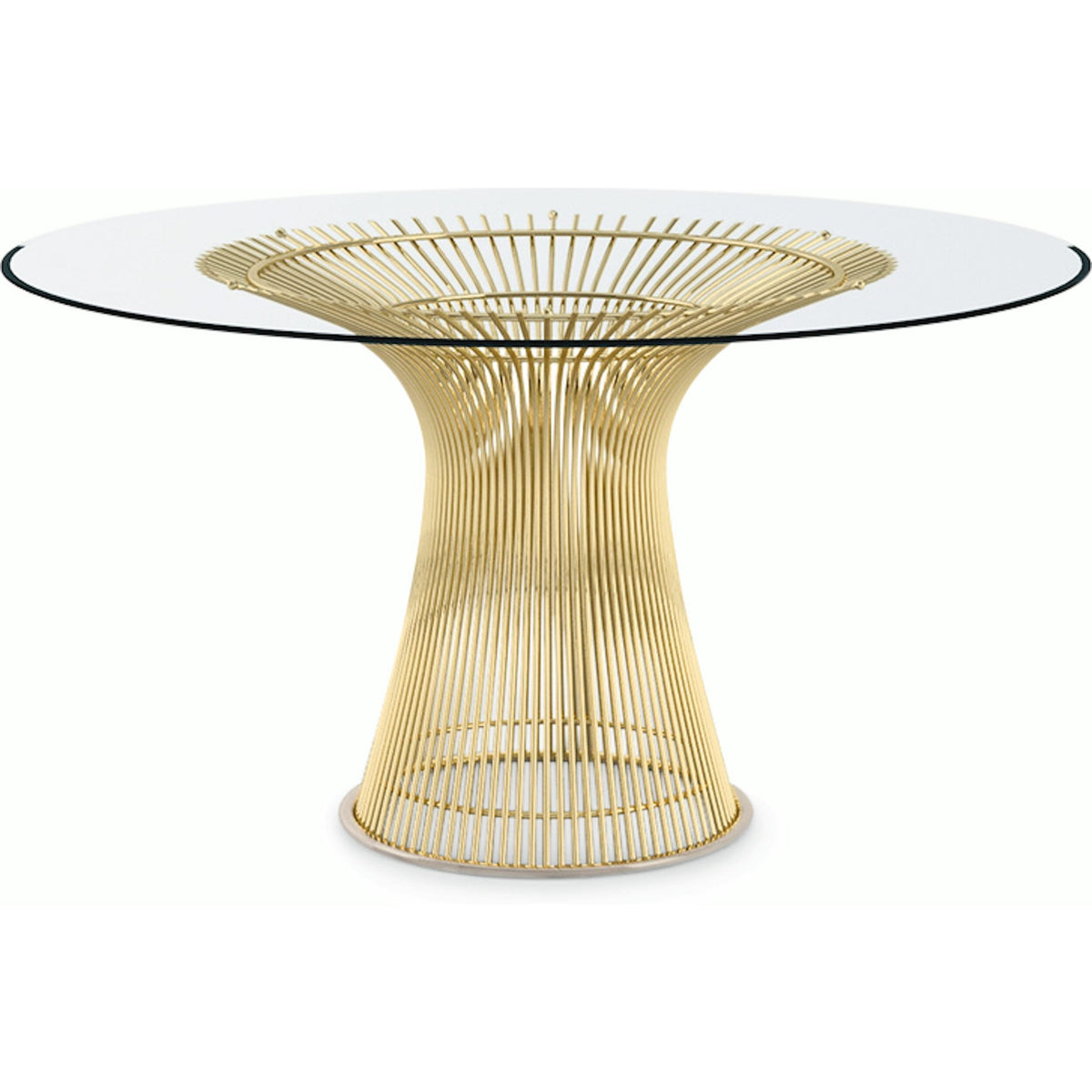 Platner Dining Table - 54 Inch Dining Tables Knoll 18K Gold Plated Clear Glass 