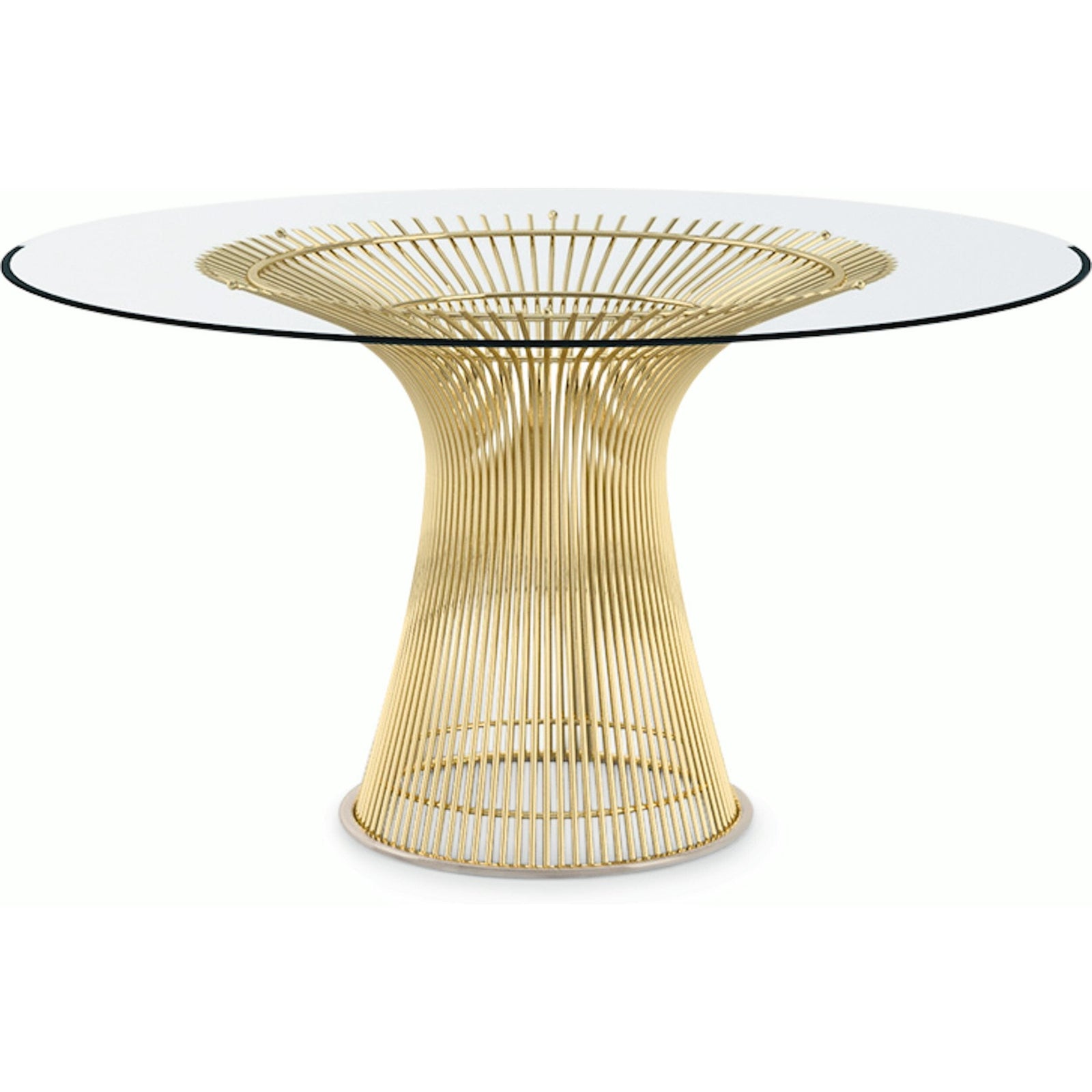 Platner Dining Table - 54 Inch Dining Tables Knoll 18K Gold Plated Clear Glass 