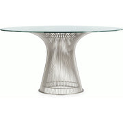 Platner Dining Table - 54 Inch Dining Tables Knoll Polished Nickel Clear Glass 