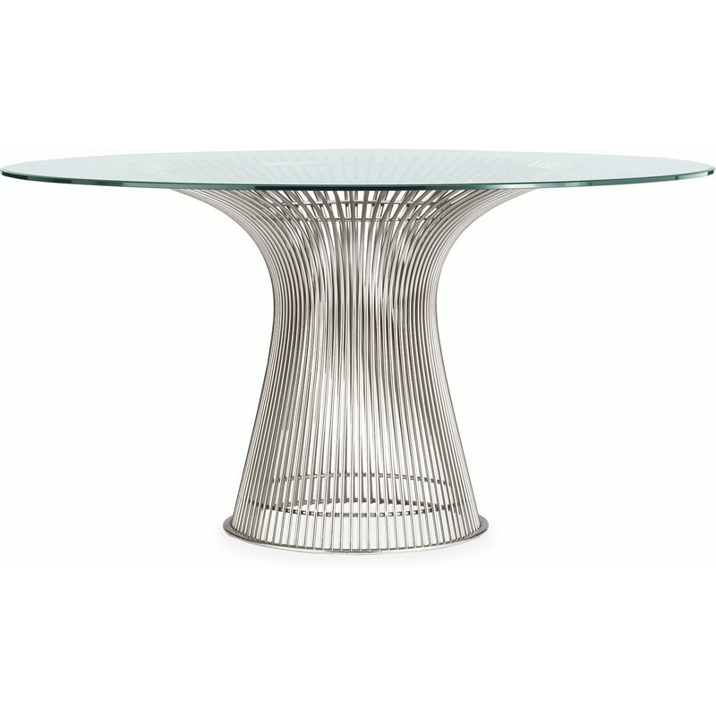 Platner Dining Table - 54 Inch Dining Tables Knoll Polished Nickel Clear Glass 