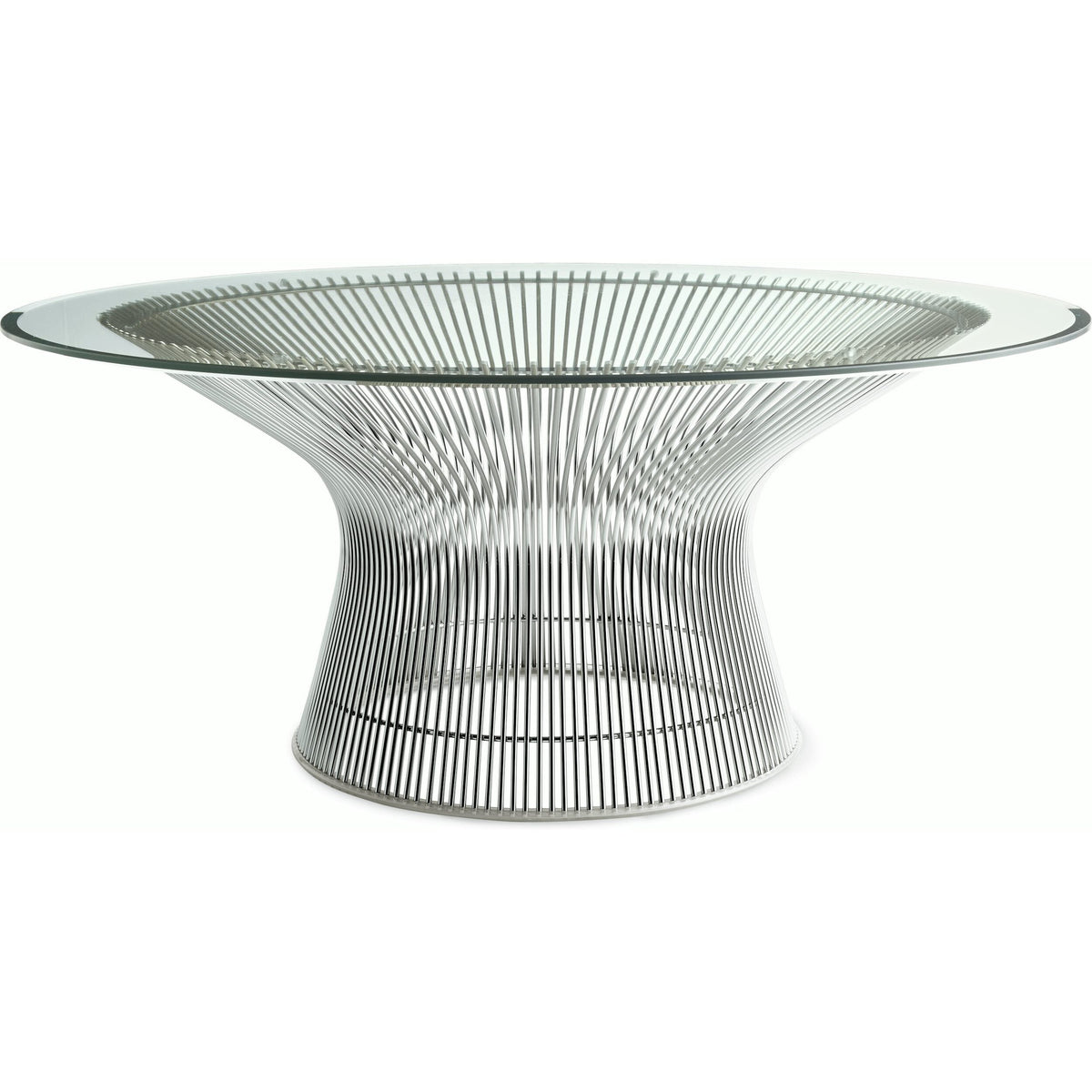 Platner Nickel 36&quot; Coffee Table Coffee Tables Knoll Clear Glass Top 