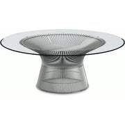 Platner Nickel 42" Coffee Table Coffee Tables Knoll Clear Glass 