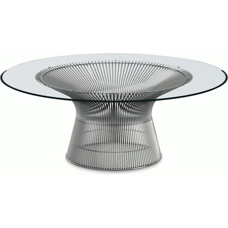 Platner Nickel 42" Coffee Table Coffee Tables Knoll Clear Glass 