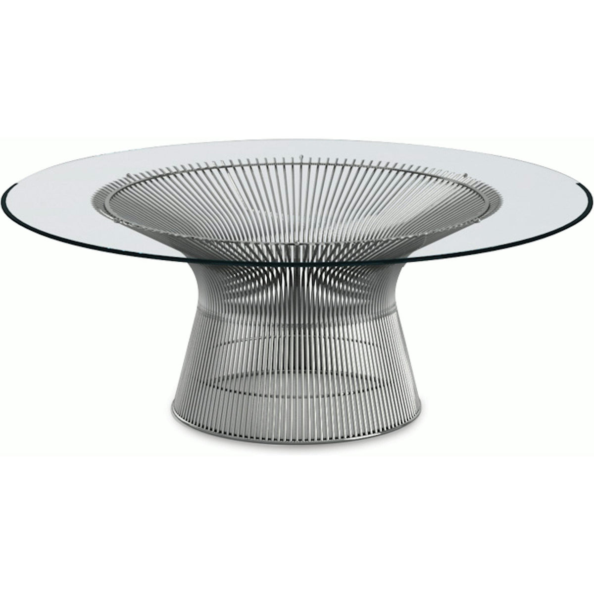 Platner Nickel 42&quot; Coffee Table Coffee Tables Knoll Clear Glass 