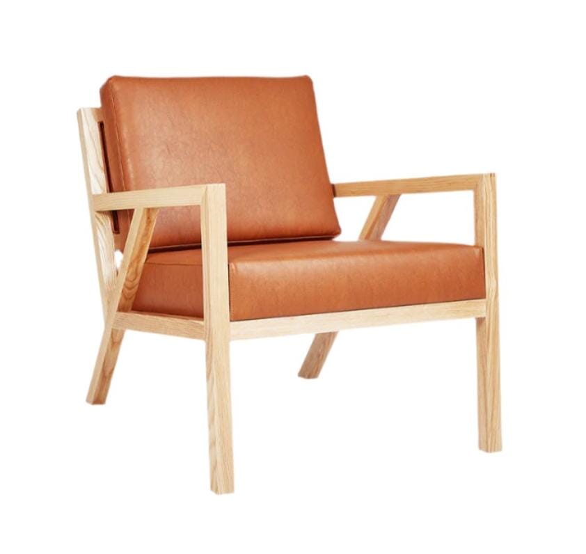 Truss Lounge Chair lounge chair Gus Modern Vegan Appleskin Leath. Cognac / Ash Nat 