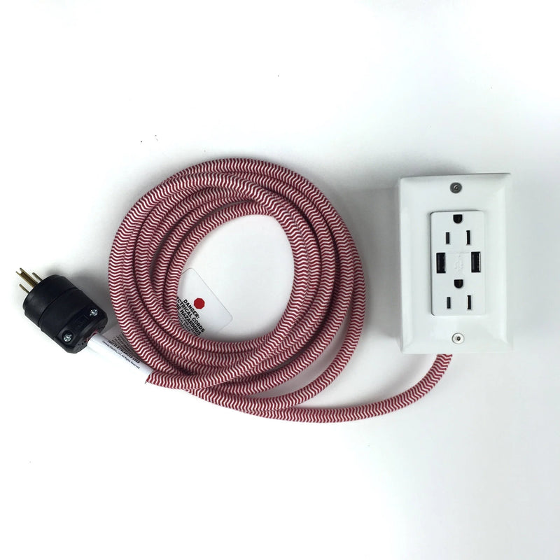 12' Exto Dual-Usb, Dual-Outlet ***MOVING SALE***White wash****NEW IN BOX****