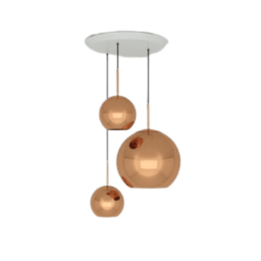 Copper LED Trio Round Pendant System hanging lamps Tom Dixon 