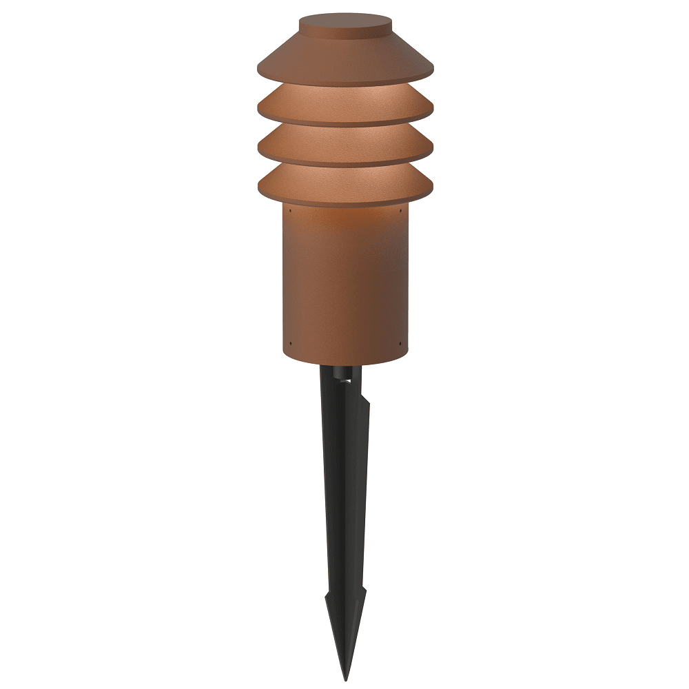 Bysted Garden LED Short Bollard Outdoor Lighting Louis Poulsen Corten Spike 2700K