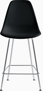 Eames Molded Plastic Counter Stool bar seating herman miller Black Trivalent Chrome 