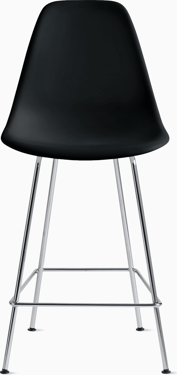 Eames Molded Plastic Counter Stool bar seating herman miller Black Trivalent Chrome 