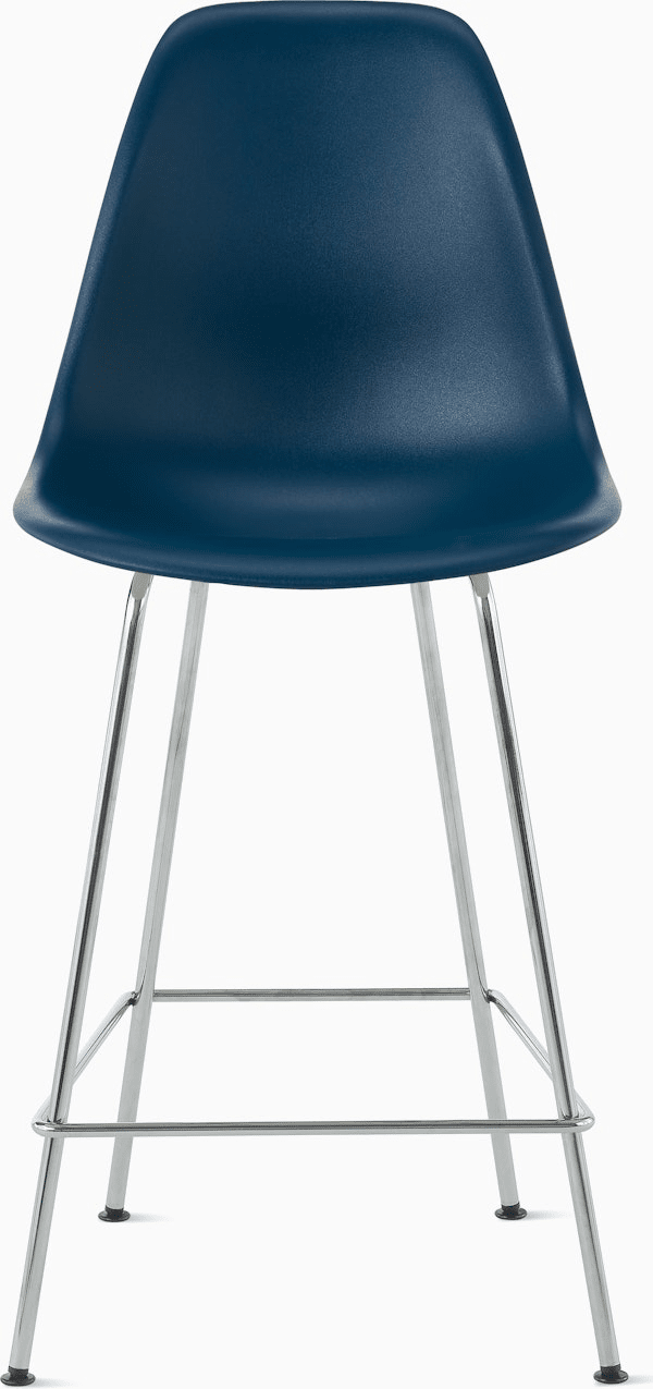 Eames Molded Plastic Counter Stool bar seating herman miller Blue Green Trivalent Chrome 