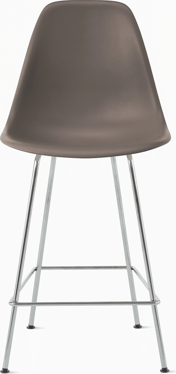 Eames Molded Plastic Counter Stool bar seating herman miller Cocoa Trivalent Chrome 