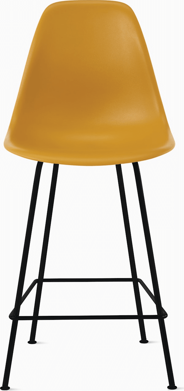 Eames Molded Plastic Counter Stool bar seating herman miller Deep Yellow Black 