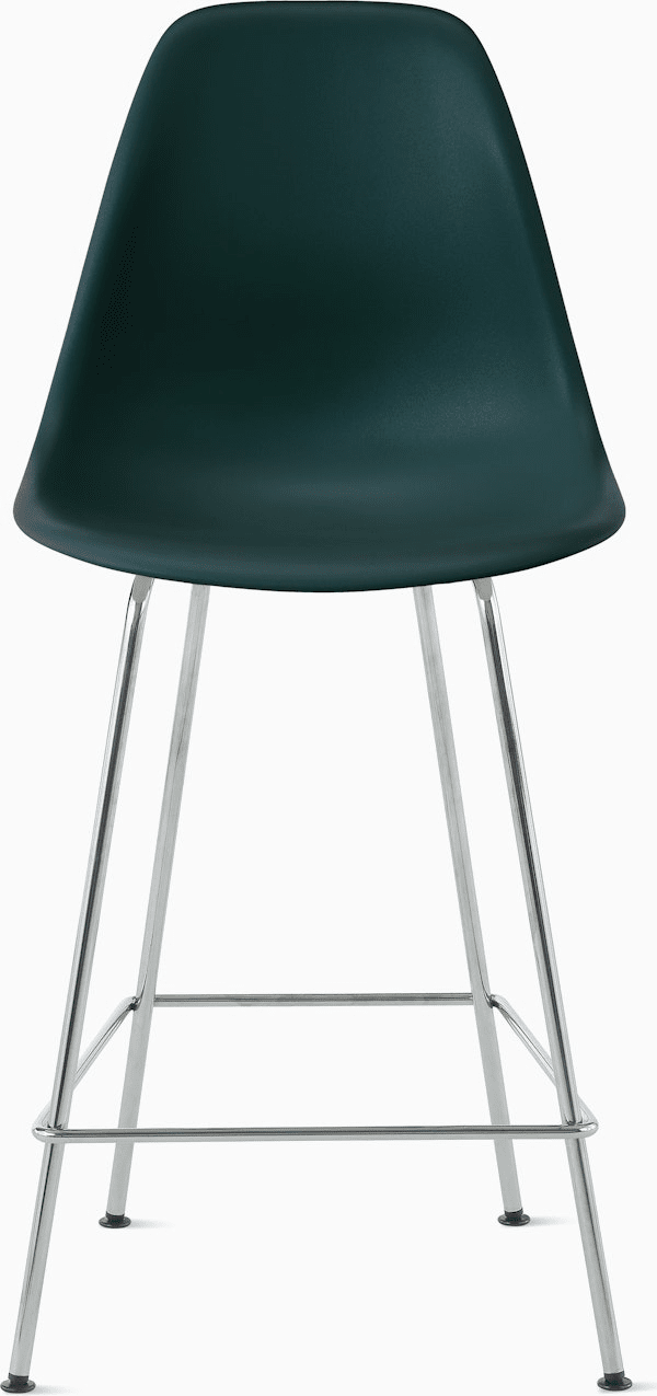 Eames Molded Plastic Counter Stool bar seating herman miller Evergreen Trivalent Chrome 