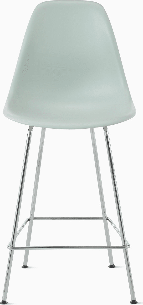 Eames Molded Plastic Counter Stool bar seating herman miller Grey Green Trivalent Chrome 