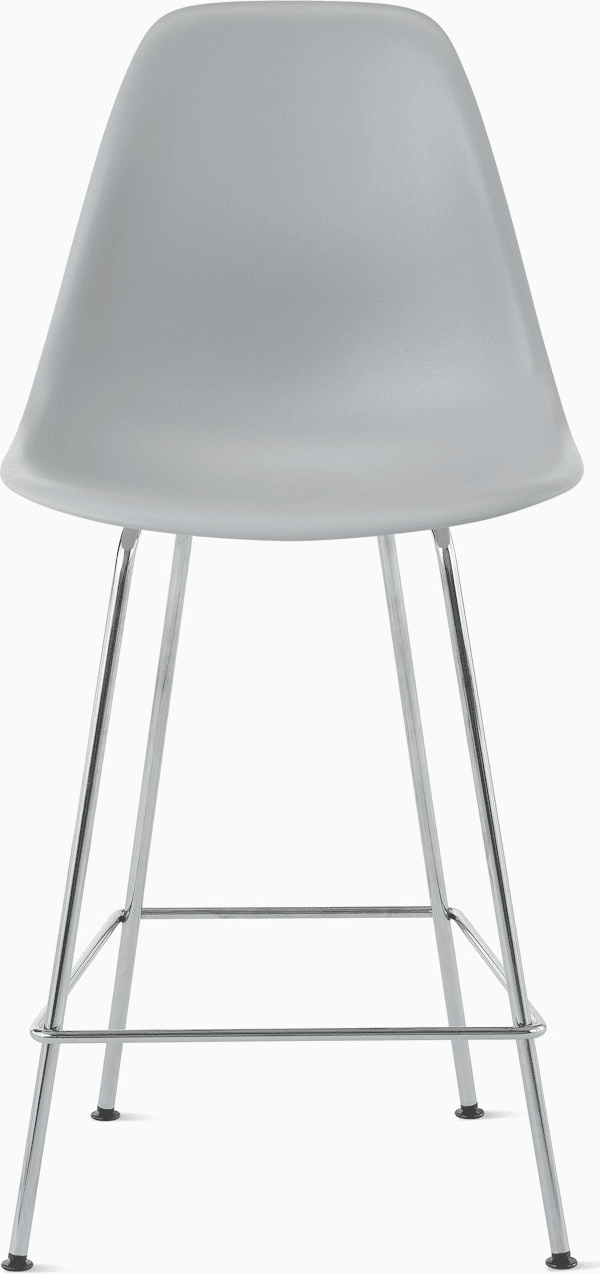 Eames Molded Plastic Counter Stool bar seating herman miller Light Grey Trivalent Chrome 