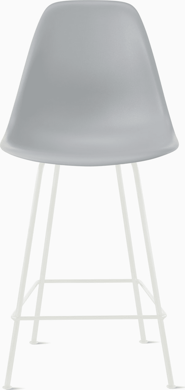 Eames Molded Plastic Counter Stool bar seating herman miller Light Grey White 