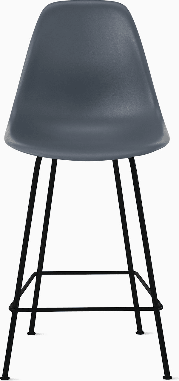 Eames Molded Plastic Counter Stool bar seating herman miller Medium Grey Black 