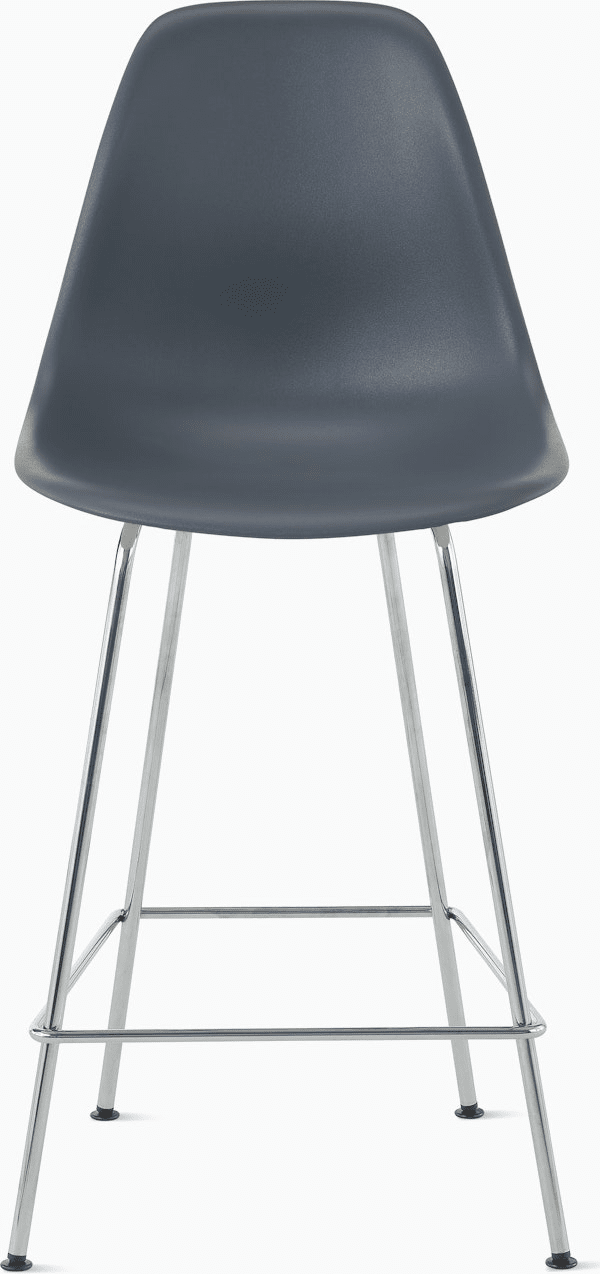 Eames Molded Plastic Counter Stool bar seating herman miller Medium Grey Trivalent Chrome 