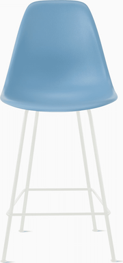 Eames Molded Plastic Counter Stool bar seating herman miller Pale Blue White 