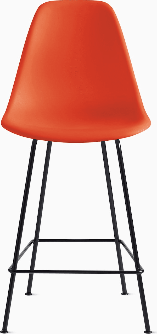 Eames Molded Plastic Counter Stool bar seating herman miller Red Orange Black 