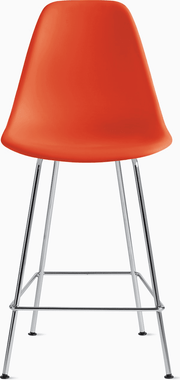 Eames Molded Plastic Counter Stool bar seating herman miller Red Orange Trivalent Chrome 