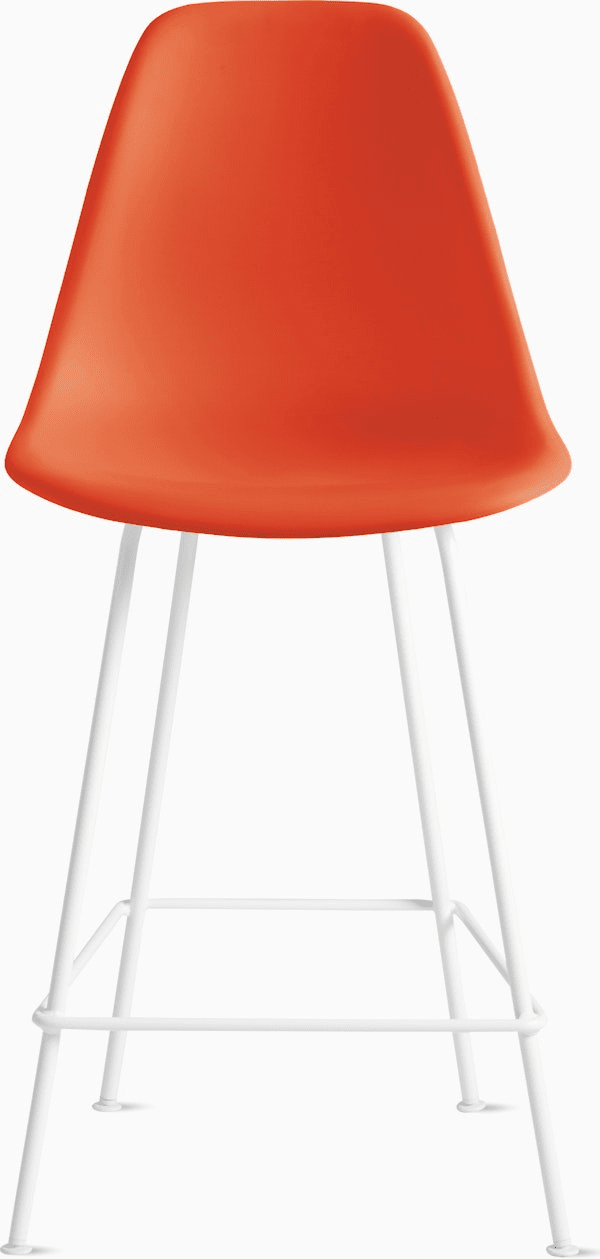 Eames Molded Plastic Counter Stool bar seating herman miller Red Orange White 