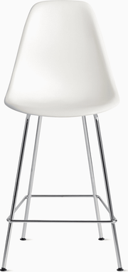 Eames Molded Plastic Counter Stool bar seating herman miller White Trivalent Chrome 