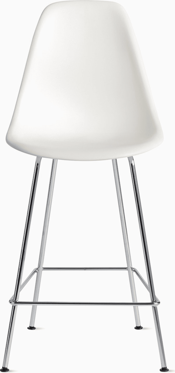 Eames Molded Plastic Counter Stool bar seating herman miller White Trivalent Chrome 