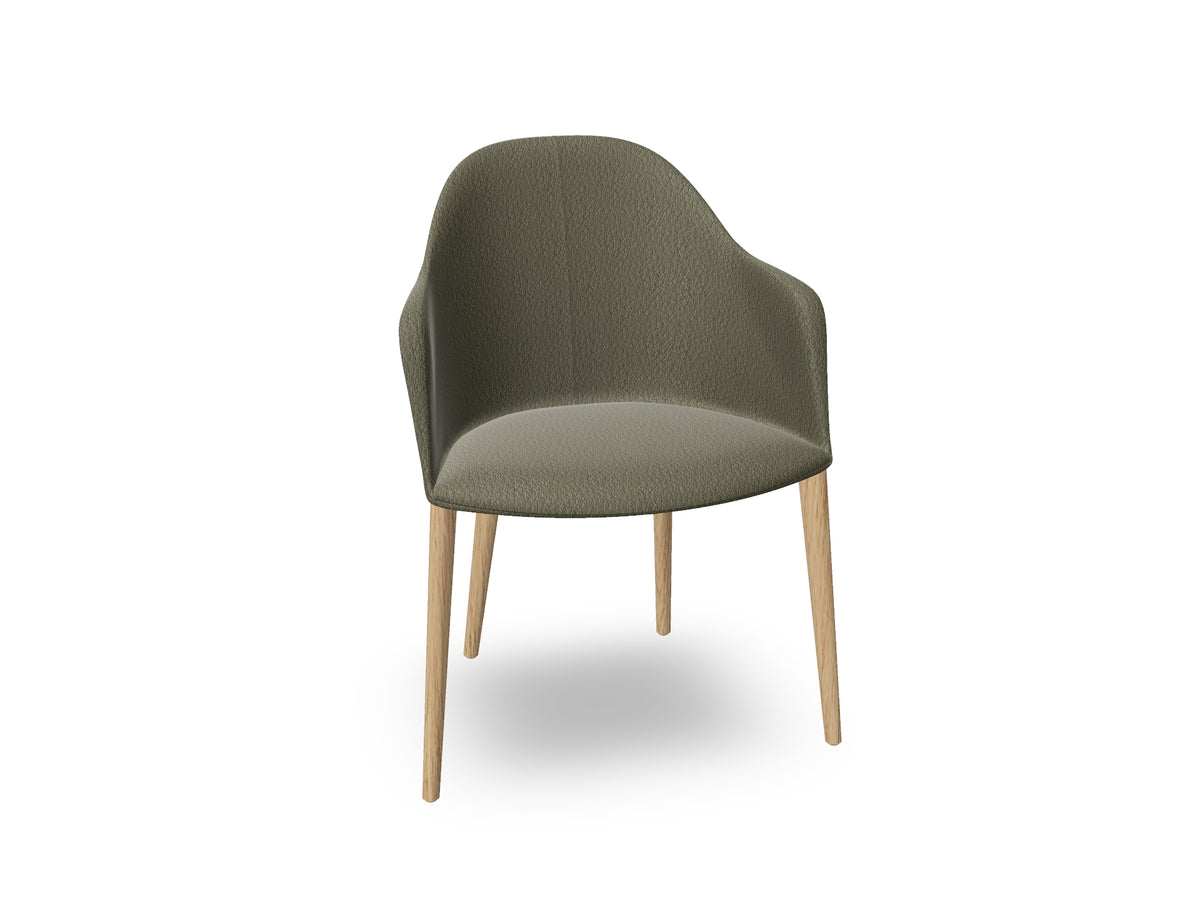 Cila Fully Upholstered Armchair with Timber Oak Four-leg Base