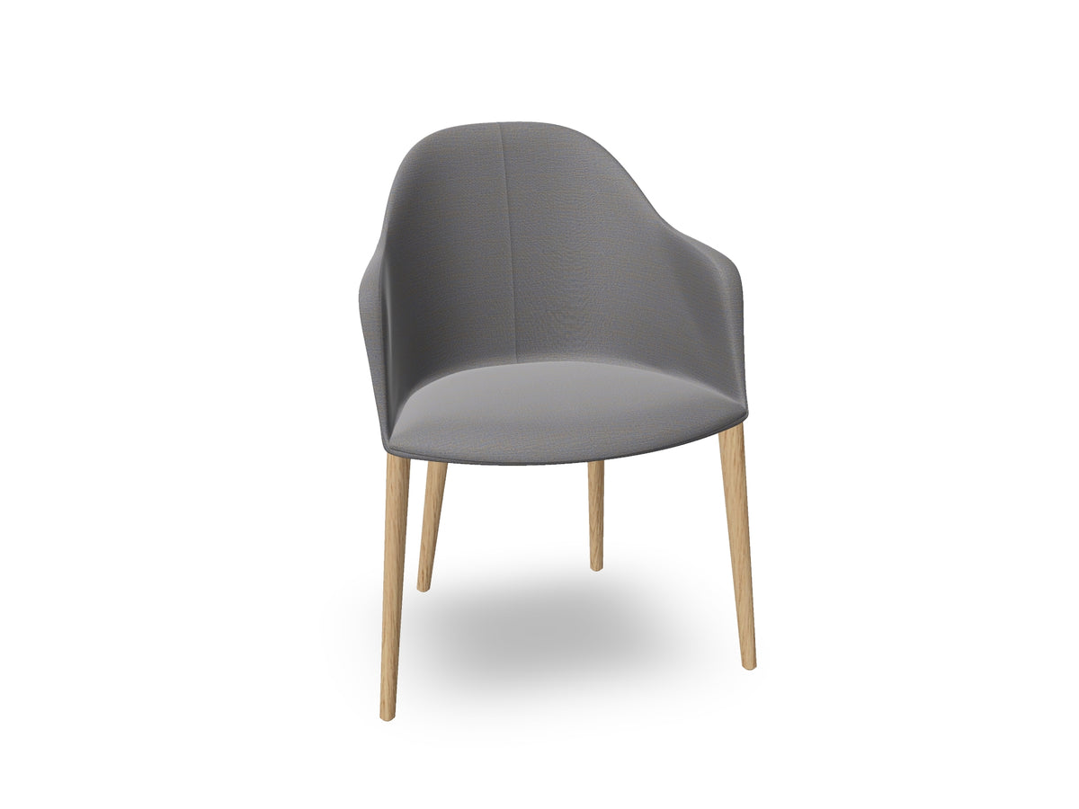 Cila Fully Upholstered Armchair with Timber Oak Four-leg Base