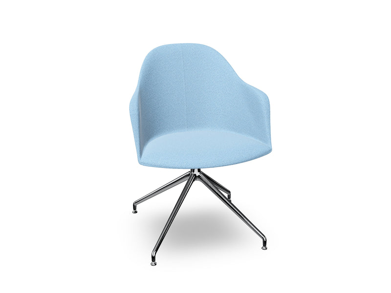Cila Fully Upholstered Armchair With Swivel Trestle Base