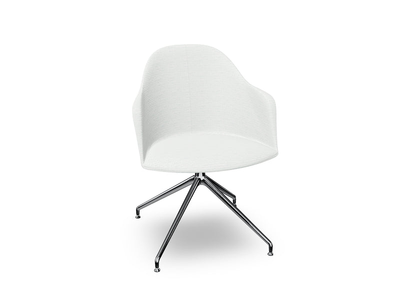 Cila Fully Upholstered Armchair With Swivel Trestle Base