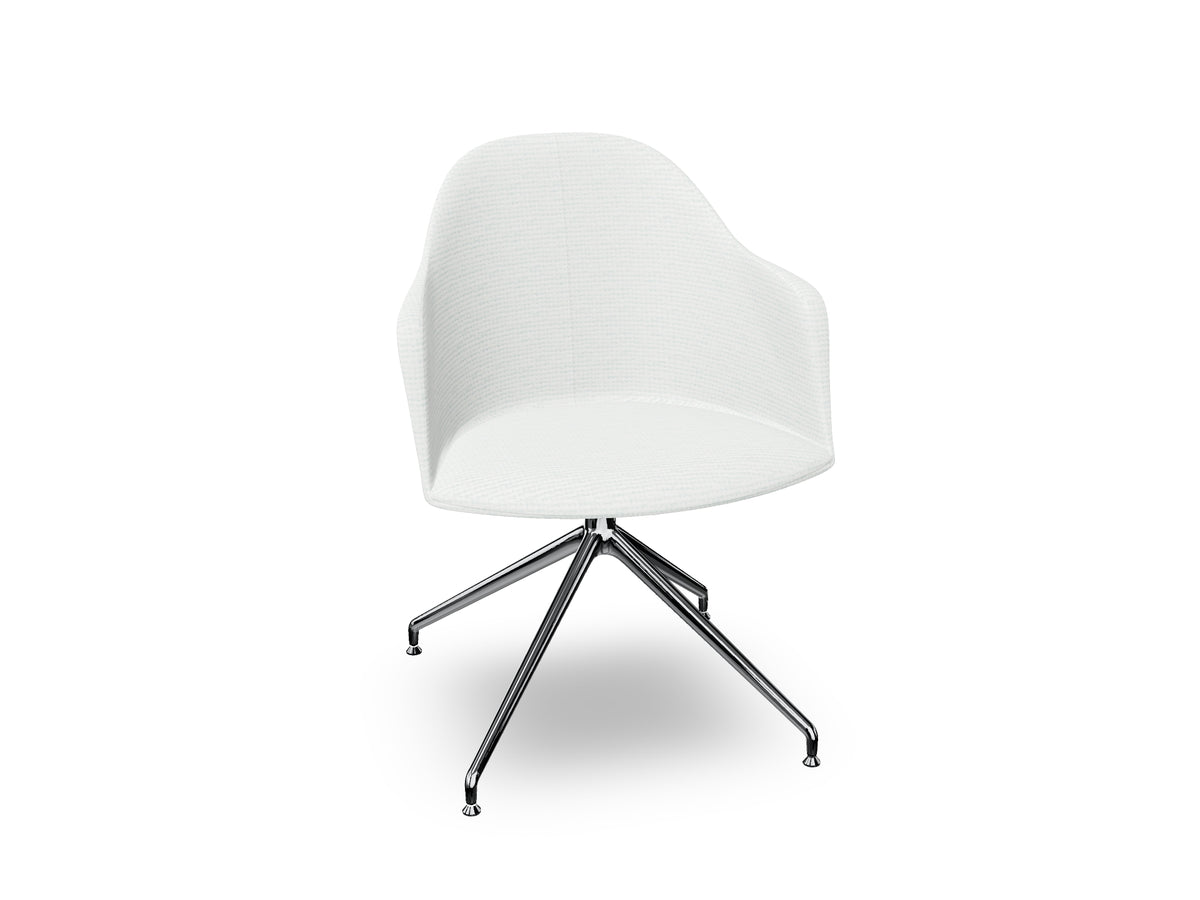 Cila Fully Upholstered Armchair With Swivel Trestle Base
